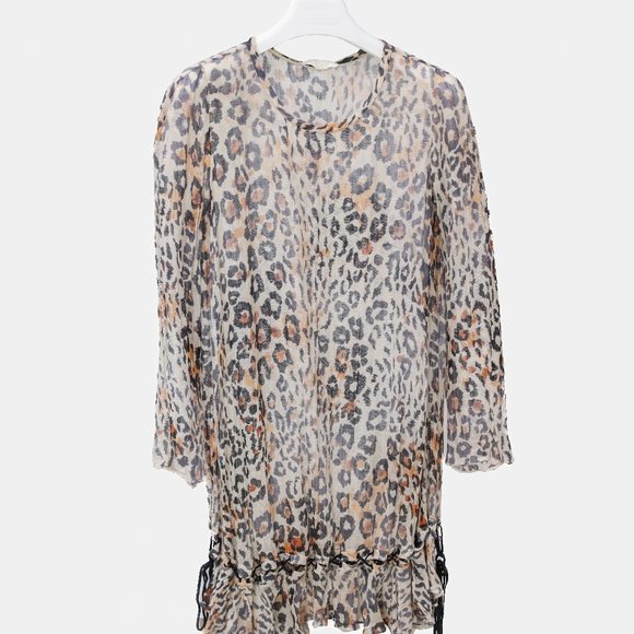 Chloé R/16 Multicolored Tawny Leopard Print Gauze Dress - Picture 2 of 13